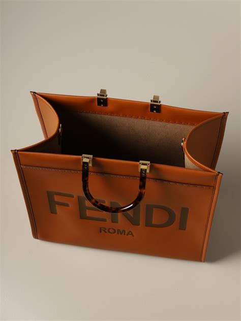 fendi runway logo shopper|fendi sunshine leather bag.